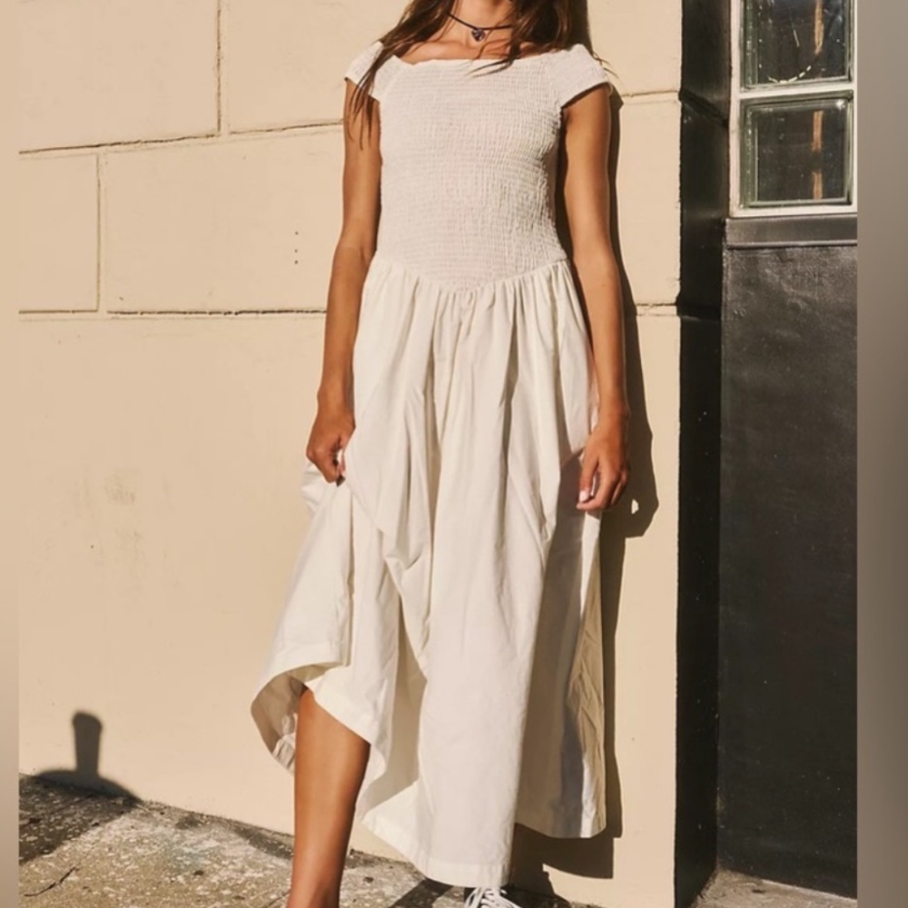 Free People Cici Smocked Brown Dress